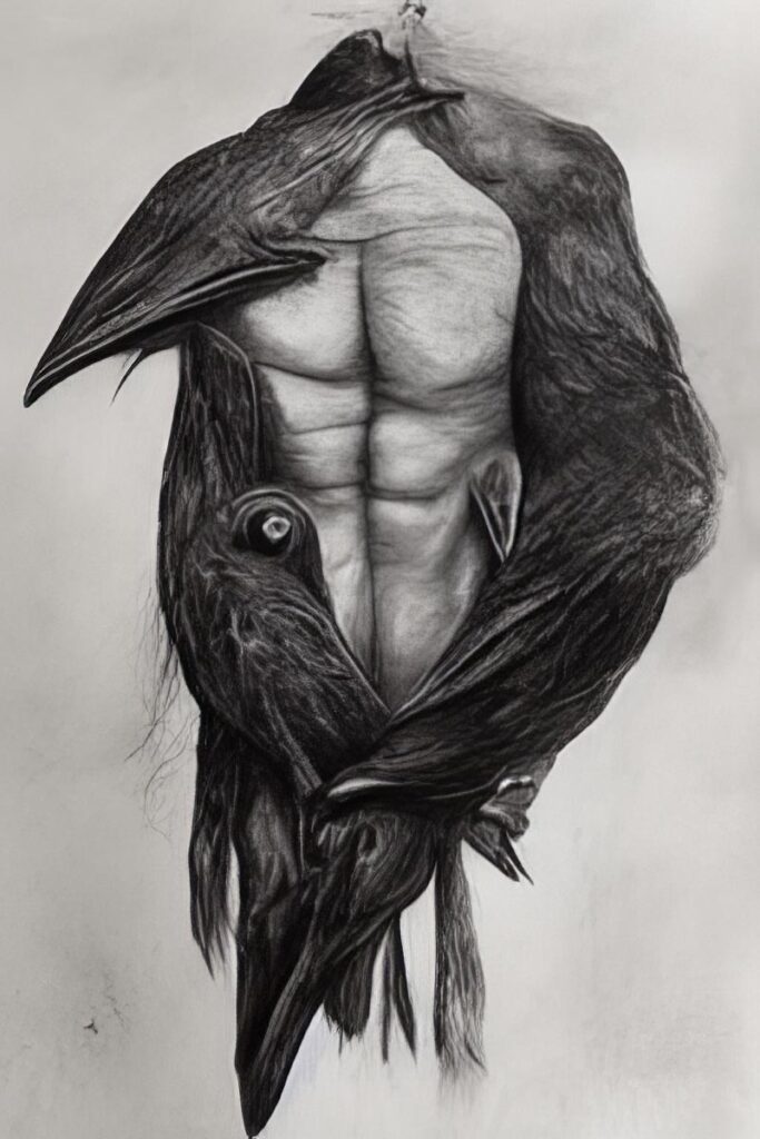 "Crow Men 19" Created using Midjourney v2, Photoshop