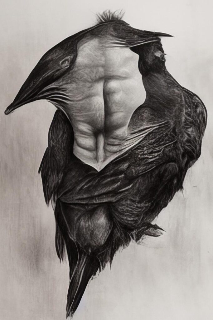 "Crow Men 20" Created using Midjourney v2, Photoshop
