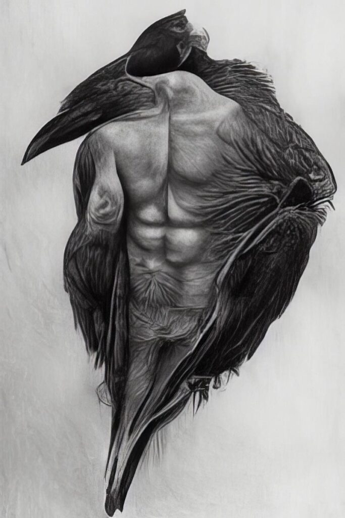 "Crow Men 22" Created using Midjourney v2, Photoshop