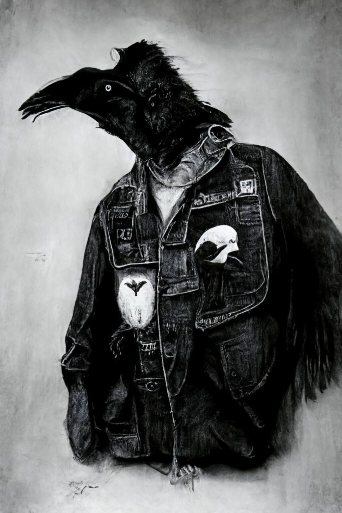 "Crow Man 32" Created using Midjourney v2, Photoshop
