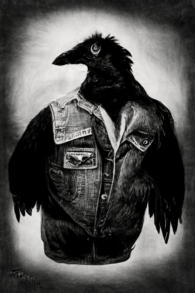 "Crow Man 34" Created using Midjourney v2, Photoshop