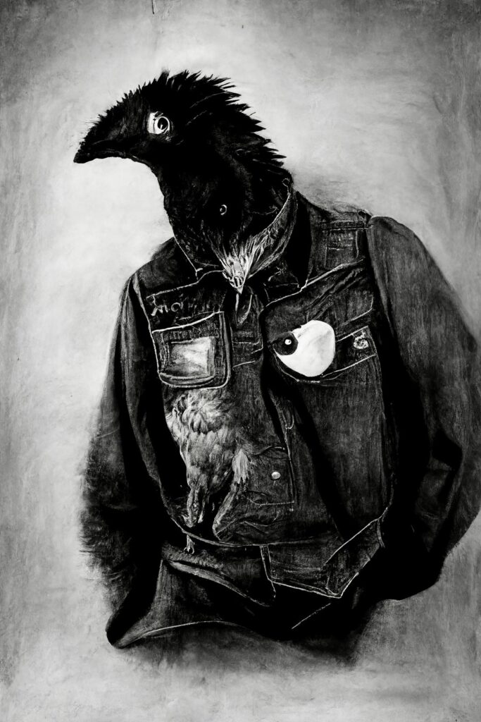 "Crow Man 35" Created using Midjourney v2, Photoshop