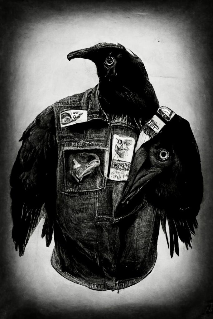 "Crow Man 37" Created using Midjourney v2, Photoshop