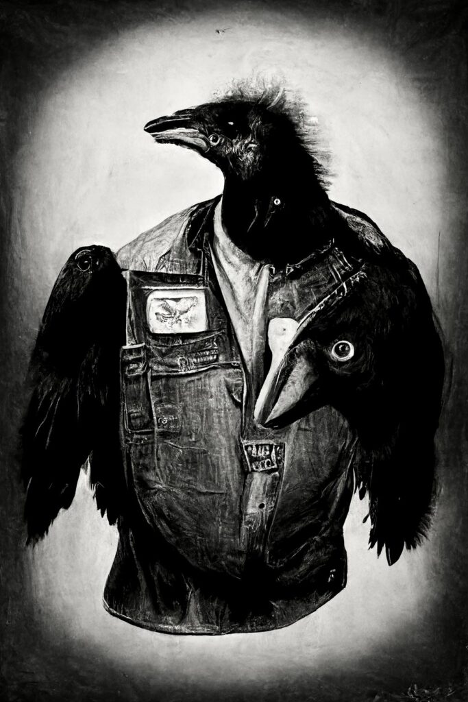 "Crow Man 39" Created using Midjourney v2, Photoshop