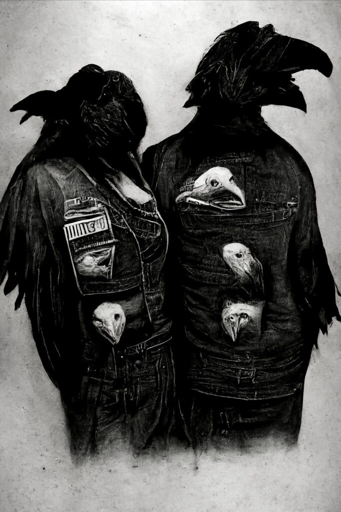 "Crow Man 41" Created using Midjourney v2, Photoshop