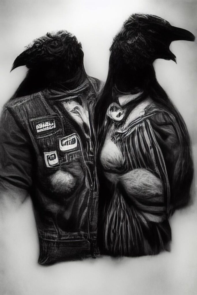 "Crow Man 44" Created using Midjourney v2, Photoshop