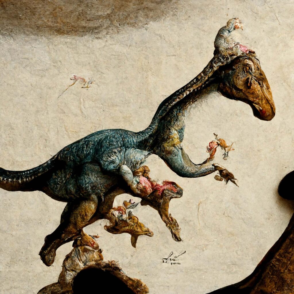 "Rococo Dinosaur 03" Created using Midjourney v2