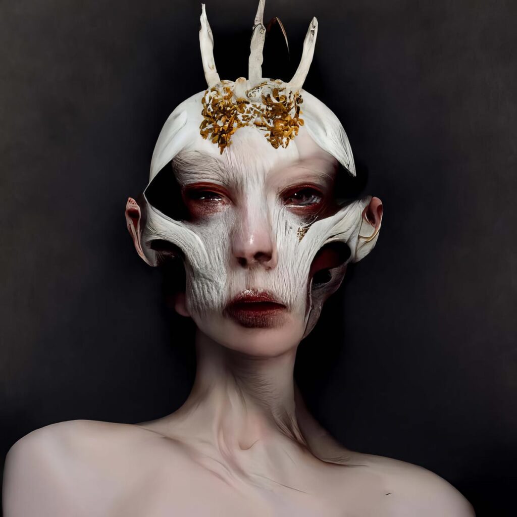 "McQueen Bone Masks 03" Created using Midjourney v2