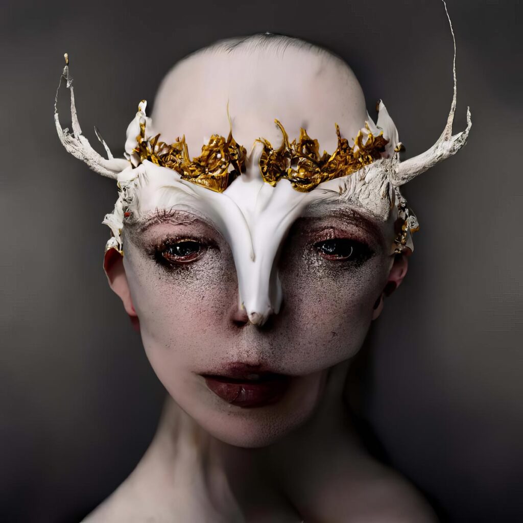 "McQueen Bone Masks 12" Created using Midjourney v2