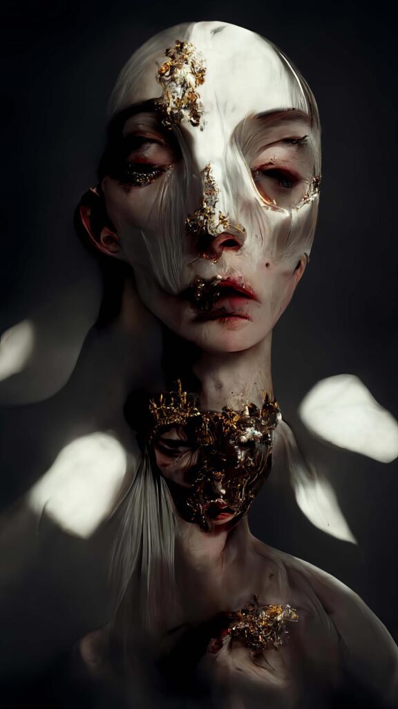 "McQueen Bone Masks 15" Created using Midjourney v2