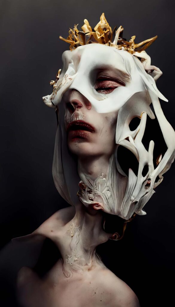 "McQueen Bone Masks 20" Created using Midjourney v2