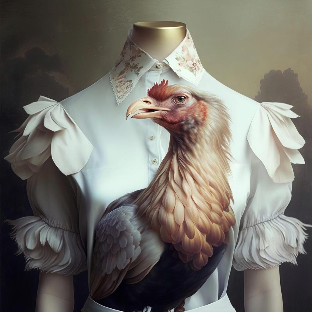 "McQueen Chicken Fashion 03" Created using Midjourney v2