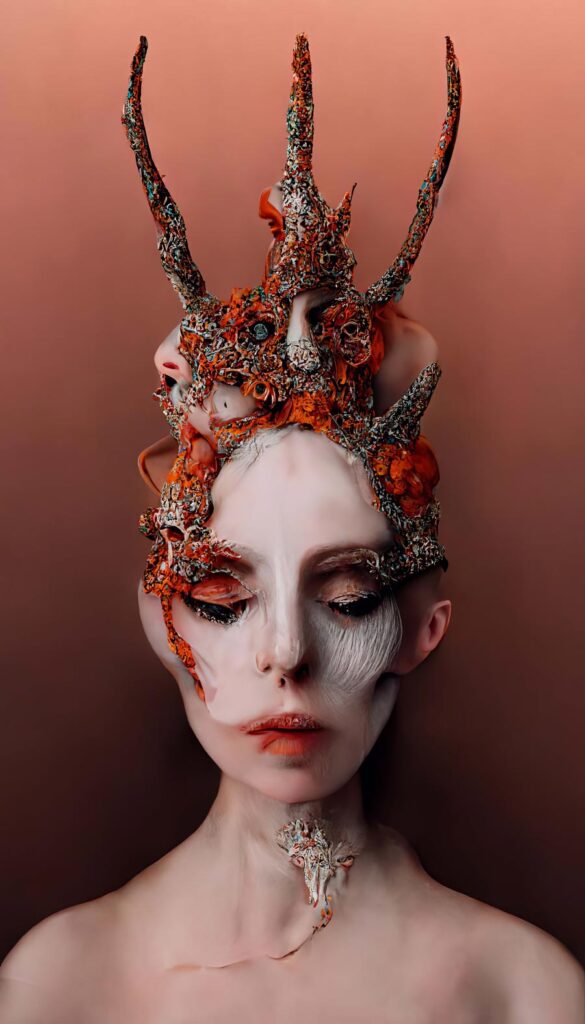 "McQueen Coral and Bone Mask 01" Created using Midjourney v2