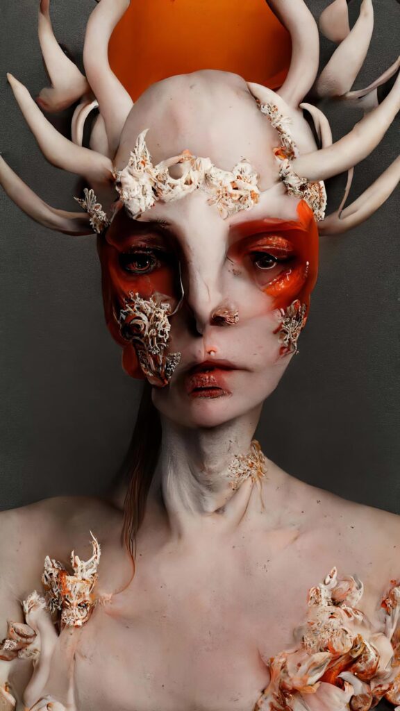 "McQueen Coral and Bone Mask 02" Created using Midjourney v2