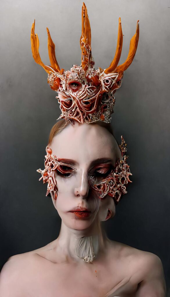 "McQueen Coral and Bone Mask 03" Created using Midjourney v2