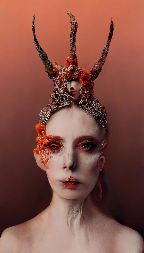 "McQueen Coral and Bone Mask 04" Created using Midjourney v2