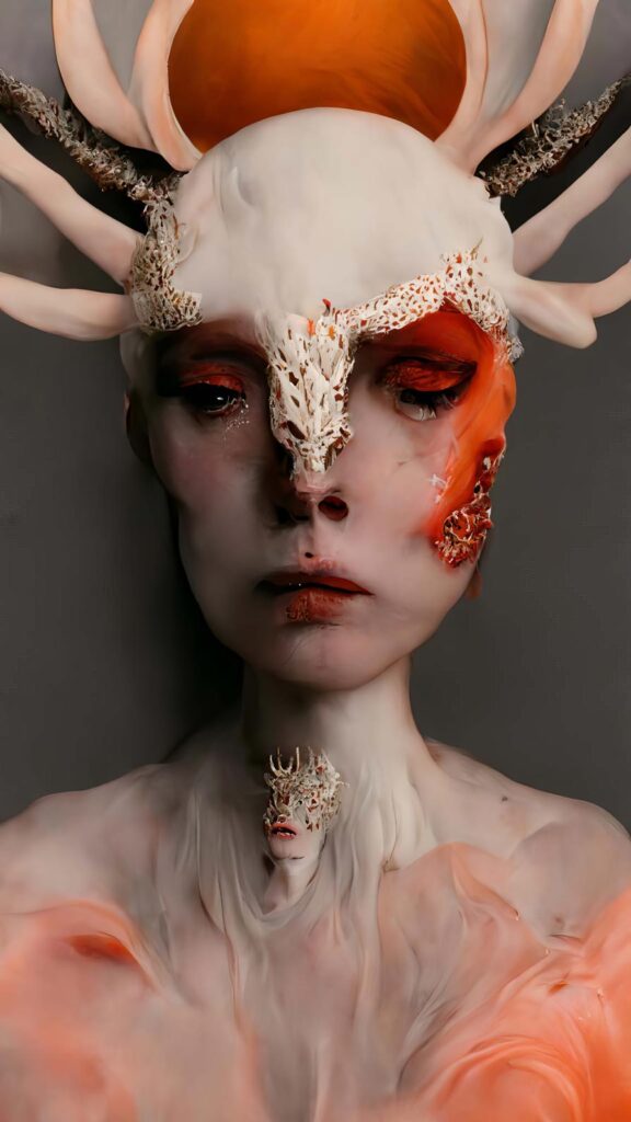 "McQueen Coral and Bone Mask 05" Created using Midjourney v2