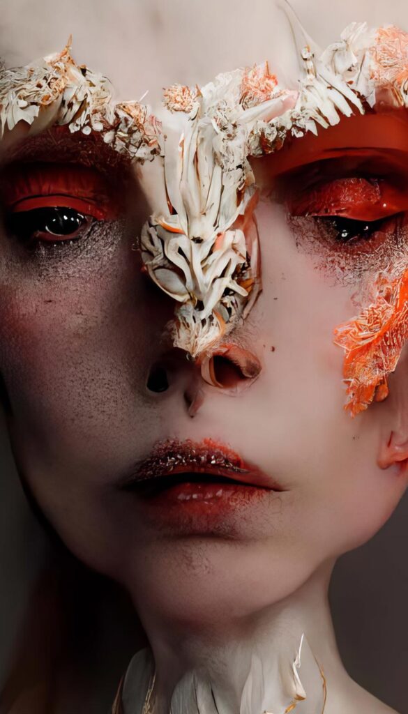 "McQueen Coral and Bone Mask 06" Created using Midjourney v2