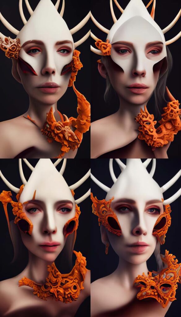 "McQueen Coral and Bone Mask 08" Created using Midjourney v2