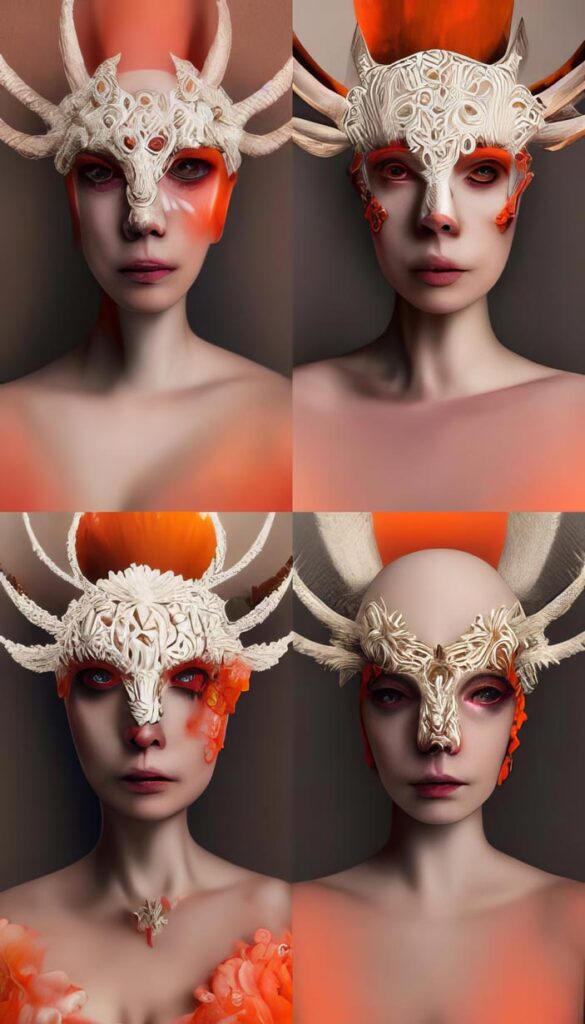 "McQueen Coral and Bone Mask 09" Created using Midjourney v2