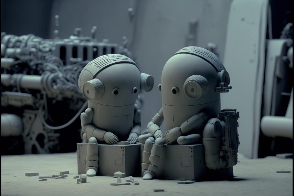 "Gentle Circuitry (Robots) 07" Created using Midjourney v4