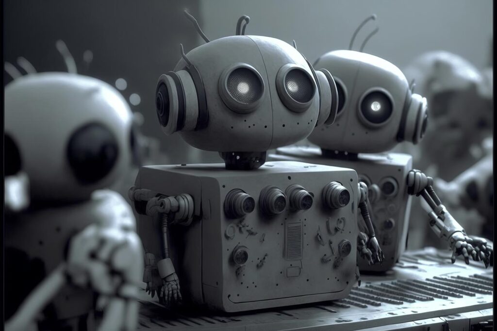 "Gentle Circuitry (Robots) 09" Created using Midjourney v4