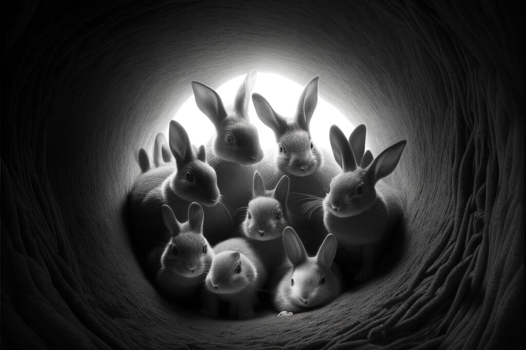 "Rabbit Holes 05" Created using Midjourney v3