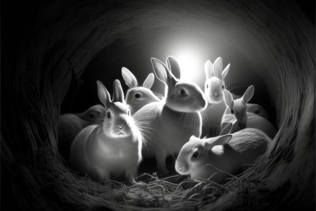 "Rabbit Holes 09" Created using Midjourney v3